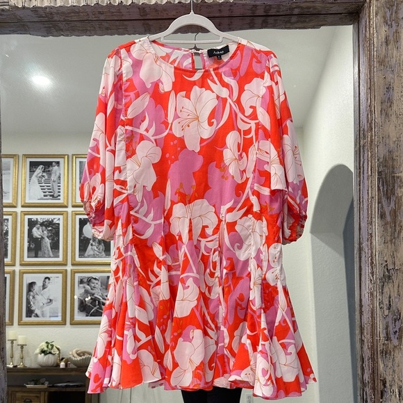 Aakaa Dresses & Skirts - Aakaa Red and Pink Floral Mini Dress